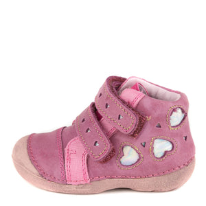 D.D. Step Dark Pink Leather First Walker Shoes - Supportive From Europe Kids Orthopedic - shoekid.ca