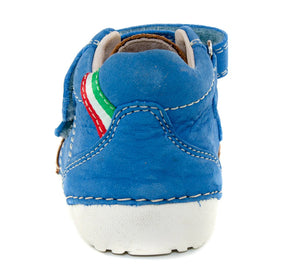D.D. Step Toddler Boy Shoes Blue And Brown With Flag - Supportive Leather From Europe Kids Orthopedic - shoekid.ca