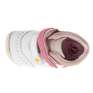 D.D. Step Toddler Girl Shoes White And Pink Butterfly Theme - Supportive Leather From Europe Kids Orthopedic - shoekid.ca