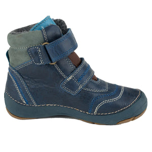 D.D. Step Little Kid Shoes/Winter Boots With Faux Fur Insulation Dark Blue - Supportive Leather Shoes From Europe Kids Orthopedic - shoekid.ca
