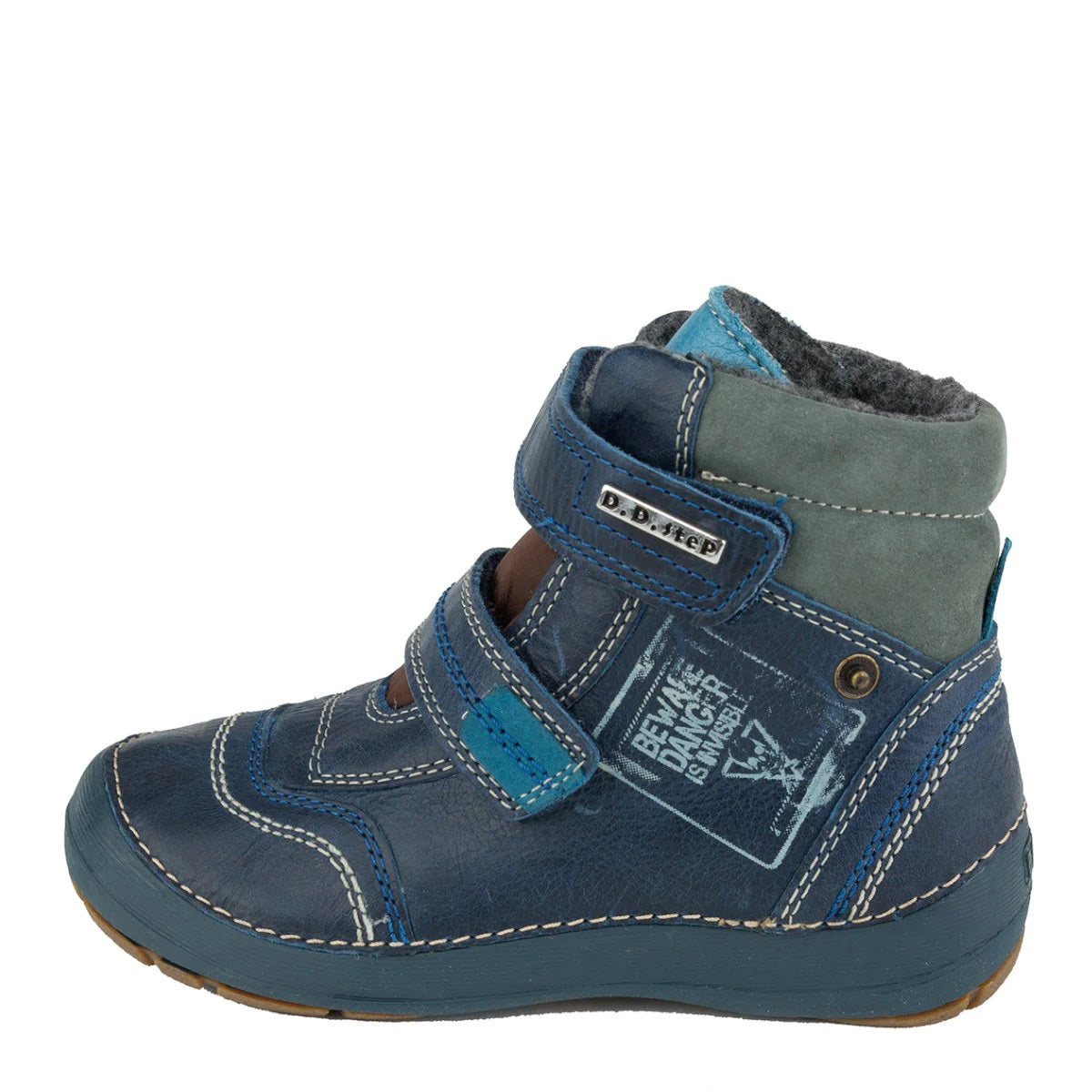 D.D. Step Little Kid Shoes/Winter Boots With Faux Fur Insulation Dark Blue - Supportive Leather Shoes From Europe Kids Orthopedic - shoekid.ca