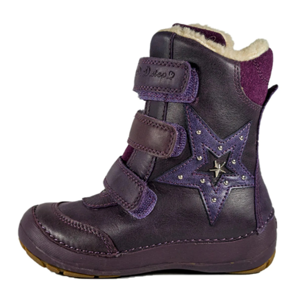 D.D. Step Little Kid Shoes/Winter Boots With Faux Fur Insulation Purple Star - Supportive Leather Shoes From Europe Kids Orthopedic - shoekid.ca
