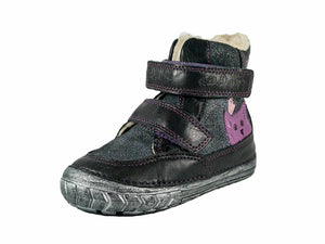 D.D. Step Toddler Girl Shoes/Winter Boots With Faux Fur Insulation Black Purple Cat - Supportive Leather Shoes From Europe Kids Orthopedic - shoekid.ca
