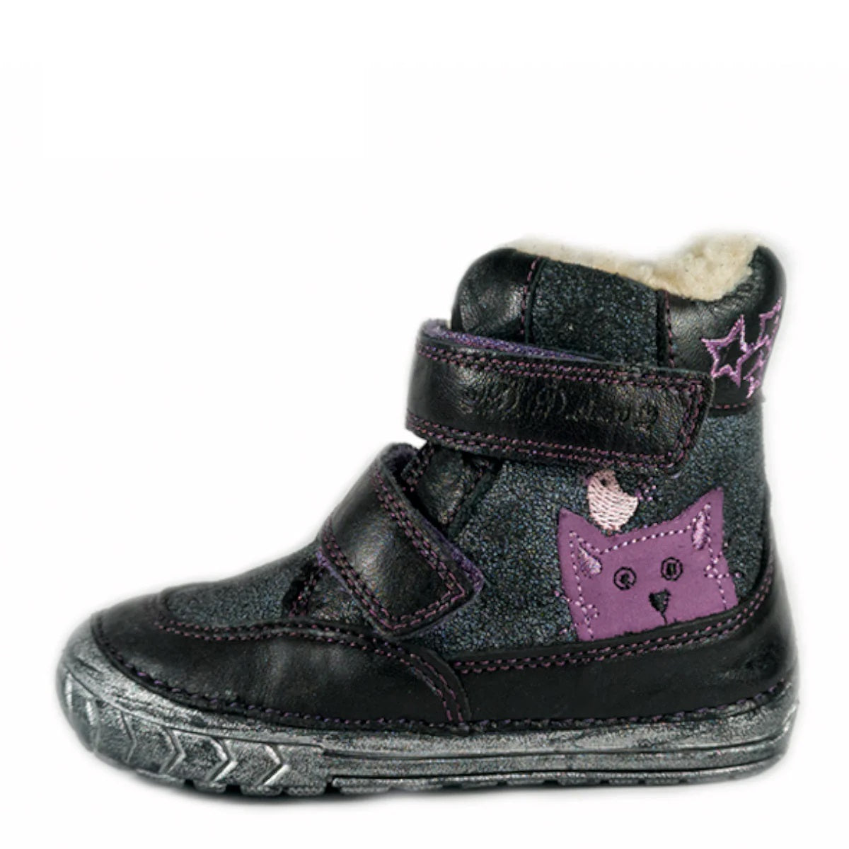 D.D. Step Toddler Girl Shoes/Winter Boots With Faux Fur Insulation Black Purple Cat - Supportive Leather Shoes From Europe Kids Orthopedic - shoekid.ca