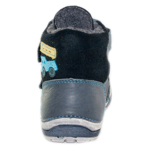 D.D. Step Toddler Boy Shoes/Winter Boots With Faux Fur Insulation Grey Blue Truck - Supportive Leather Shoes From Europe Kids Orthopedic - shoekid.ca