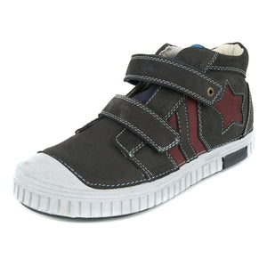 D.D. Step Big Kid Boy High-Top Shoes Black - Supportive Leather From Europe Kids Orthopedic - shoekid.ca