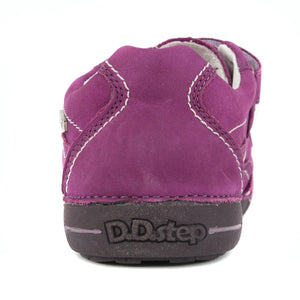 D.D. Step Big Kid Girl Double Strap Shoes Purple - Supportive Leather From Europe Kids Orthopedic - shoekid.ca