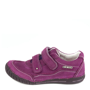 D.D. Step Big Kid Girl Double Strap Shoes Purple - Supportive Leather From Europe Kids Orthopedic - shoekid.ca