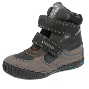 D.D. Step Little Kid Shoes/Winter Boots With Faux Fur Insulation Grey And Black - Supportive Leather Shoes From Europe Kids Orthopedic - shoekid.ca