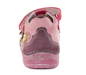 D.D. Step Toddler Girl Shoes Dark Pink And Purple With Drawings Flowers - Supportive Leather From Europe Kids Orthopedic - shoekid.ca