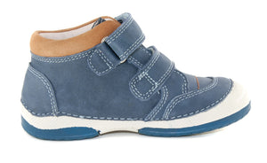 D.D. Step Toddler Boy Shoes Navy Blue With Brown Top - Supportive Leather From Europe Kids Orthopedic - shoekid.ca