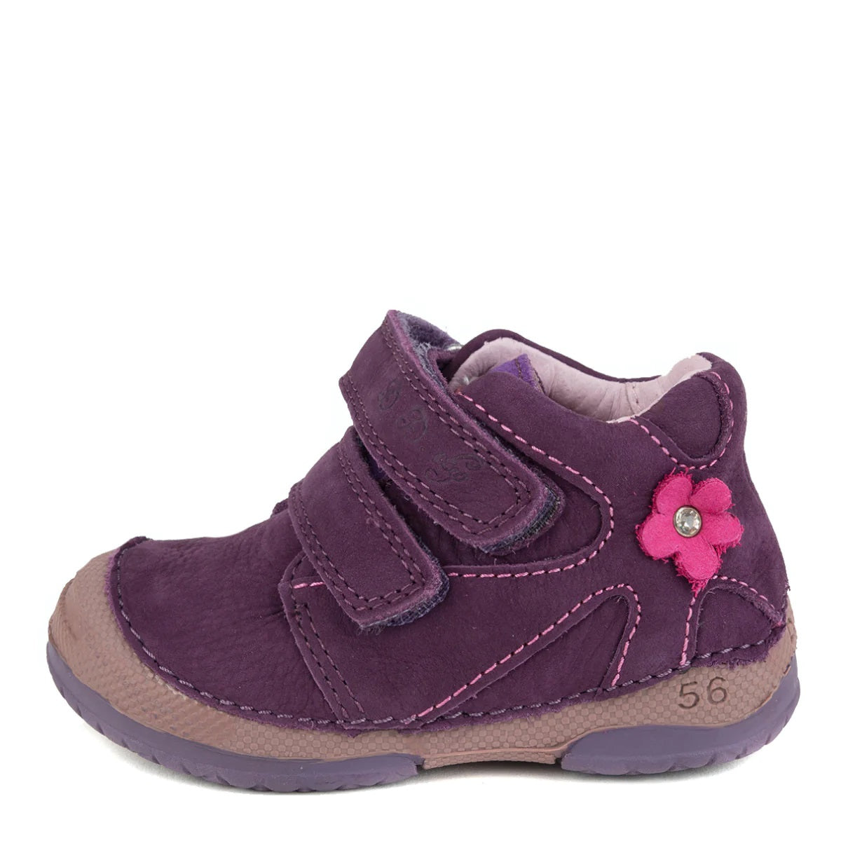 D.D. Step Toddler Girl Shoes Mauve With Flower - Supportive Leather From Europe Kids Orthopedic - shoekid.ca