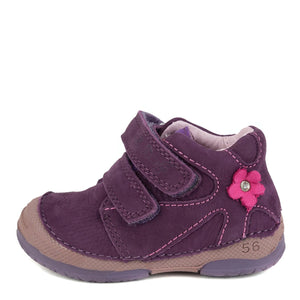D.D. Step Toddler Girl Shoes Mauve With Flower - Supportive Leather From Europe Kids Orthopedic - shoekid.ca