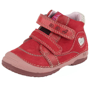D.D. Step Toddler Girl Shoes Red With Silver Heart - Supportive Leather From Europe Kids Orthopedic - shoekid.ca