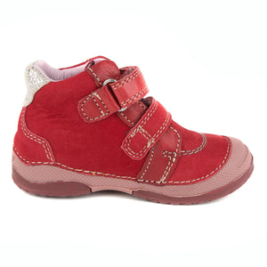 D.D. Step Toddler Girl Shoes Red With Silver Heart - Supportive Leather From Europe Kids Orthopedic - shoekid.ca