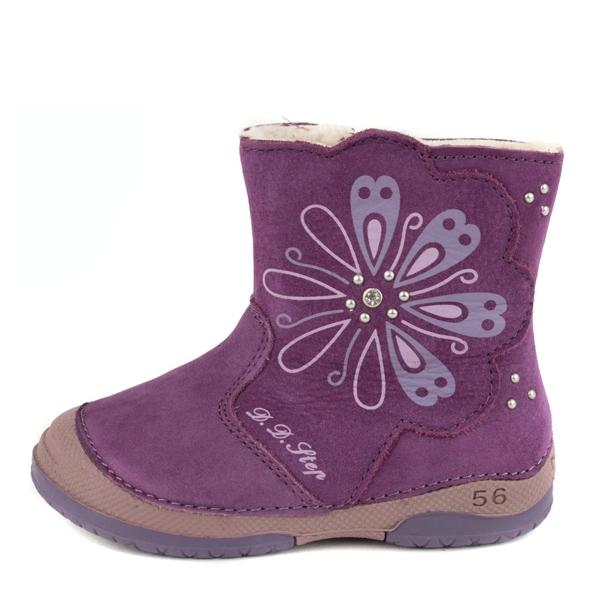 D.D. Step Toddler Girl Winter Boots With Faux Fur Insulation Lavender Flower Cute For Little Girls - shoekid.ca