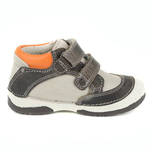 D.D. Step Toddler Boy Shoes Grey With Orange And Black Decor - Supportive Leather From Europe Kids Orthopedic - shoekid.ca
