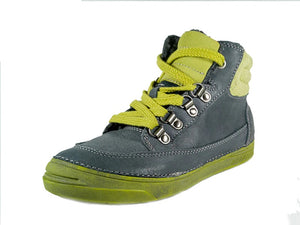 D.D. Step Big Kid Boy Shoes/Winter Boots With Faux Fur Insulation Grey Neon Green - Supportive Leather Shoes From Europe Kids Orthopedic - shoekid.ca