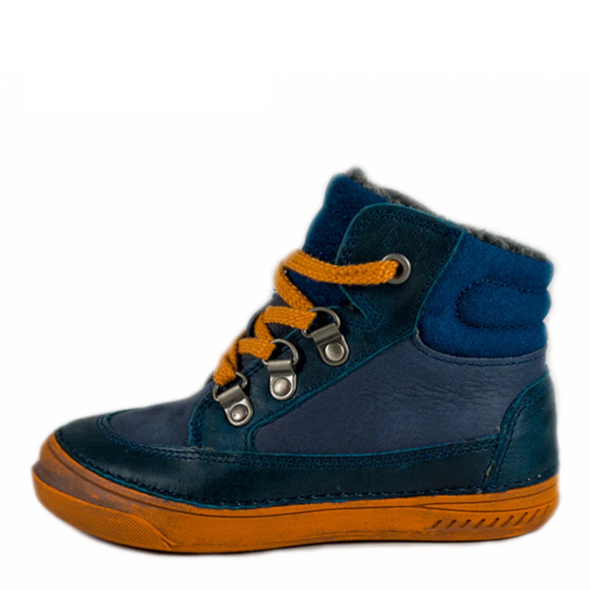 D.D. Step Little Kid Shoes/Winter Boots With Faux Fur Insulation Blue Neon Orange - Supportive Leather Shoes From Europe Kids Orthopedic - shoekid.ca