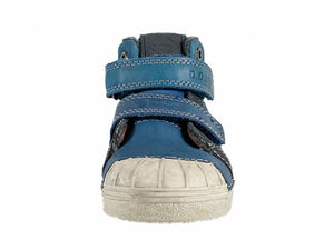 D.D. Step Little Kid Boy Shoes/Winter Boots With Faux Fur Insulation Blue Orange And Grey Decor Stripes - Supportive Leather Shoes From Europe Kids Orthopedic - shoekid.ca