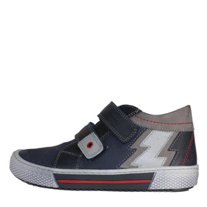 Szamos Kid Boy Sneakers Blue With White Lightning Decor - Made In Europe - shoekid.ca
