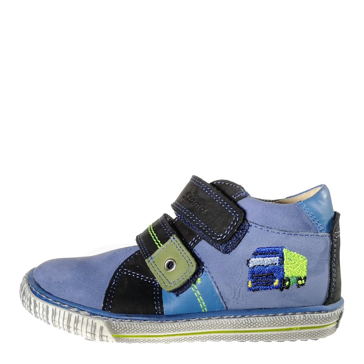 Premium quality shoes made from 100% genuine leather lining and upper, blue with truck decor. This Szamos Kids product meets the highest expectations of healthy and comfortable kids shoes. The exceptional comfort these shoes provide assure the well-being and happiness of your child.