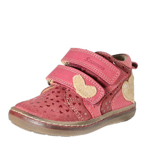 Szamos kid girl sneakers red with beige heart decor toddler/little kid/big kid size - TinyShoes