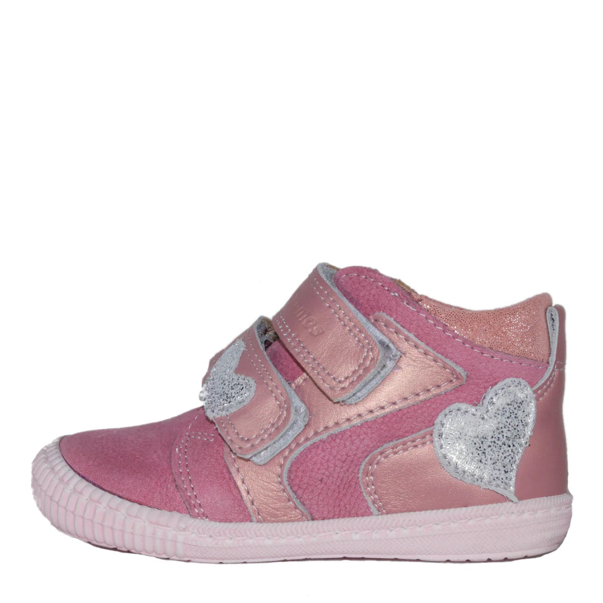Szamos kid girl sneakers baby pink with silver heart decor toddler/little kid/big kid size