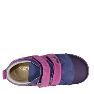 Szamos kid girl supinated sneakers purple with fuxia velcro straps and heart decor little kid/big kid size - TinyShoes