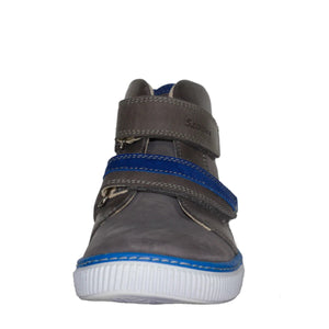 Szamos Kid Boy High-Top Shoes Grey With Blue Monster Face - Made In Europe - shoekid.ca