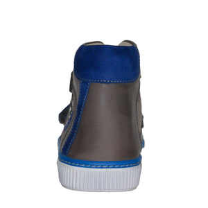 Szamos Kid Boy High-Top Shoes Grey With Blue Monster Face - Made In Europe - shoekid.ca