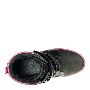 Szamos Kid Girl Winter Boots Black And Burgundy Details - Made In Europe - shoekid.ca