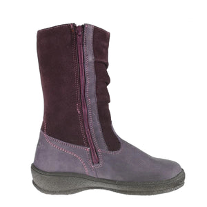 Szamos kid girl winter boots mauve and purple with hearts and side zipper little kid/big kid size - TinyShoes