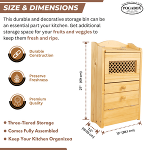 POGABOX™ Classic Potato, Onion, Garlic, Vegetable Storage Bin for Kitchen Organization| Mountable on Wall Floor or Pantry - PINE PASTRY - shoekid.ca