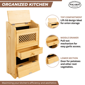 POGABOX™ Classic Potato, Onion, Garlic, Vegetable Storage Bin for Kitchen Organization| Mountable on Wall Floor or Pantry - PINE PASTRY - shoekid.ca