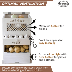 POGABOX™ Classic Potato, Onion, Garlic, Vegetable Storage Bin for Kitchen Organization| Mountable on Wall Floor or Pantry - PINE PASTRY - shoekid.ca