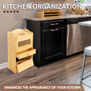 POGABOX™ Classic Potato, Onion, Garlic, Vegetable Storage Bin for Kitchen Organization| Mountable on Wall Floor or Pantry - PINE PASTRY - shoekid.ca