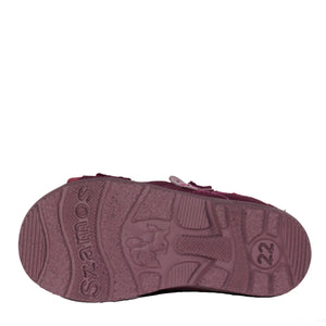 Szamos Kid Girl Supinated Sandals In Dark Pink Color And Butterfly Pattern With Double Velcro Strap - Made In Europe - shoekid.ca
