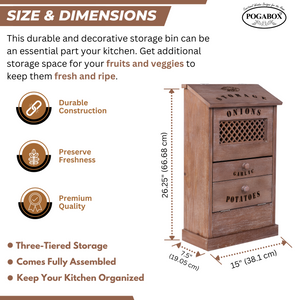 POGABOX™ Modern Potato Onion and Garlic Storage Wooden Bin Box - RUSTIC TIRAMISU - shoekid.ca