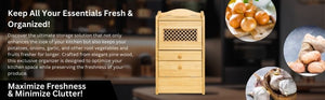 POGABOX™ Classic Potato, Onion, Garlic, Vegetable Storage Bin for Kitchen Organization| Mountable on Wall Floor or Pantry - PINE PASTRY - shoekid.ca