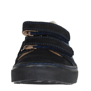 Szamos kid boy sneakers in blue and black color with double velcro strap big kid size - TinyShoes