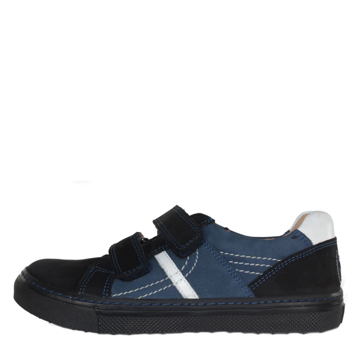 Szamos kid boy sneakers in blue and black color with double velcro strap big kid size