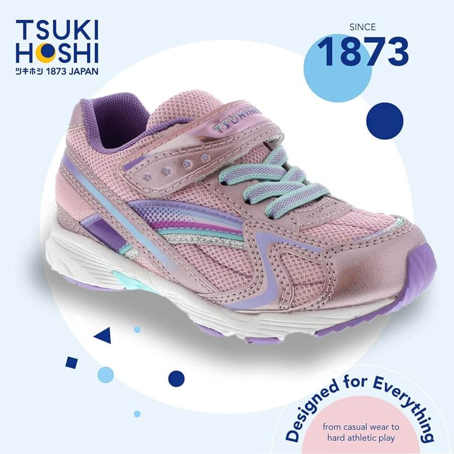 Tsukihoshi Glitz Rose Lavender Girls Running Shoes (Machine Washable)