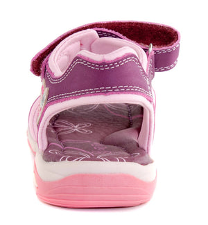 D.D. Step Girls Sandals Purple And Pink With Heart - Supportive Leather Shoes From Europe Kids Orthopedic - shoekid.ca