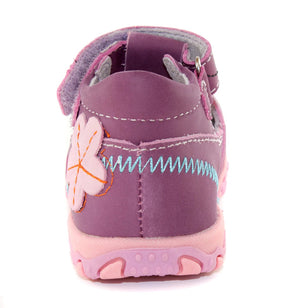 D.D. Step Girls Sandals Mauve With Bees And Flower - Supportive Leather Shoes From Europe Kids Orthopedic - shoekid.ca