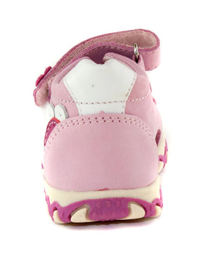 D.D. Step Girls Sandals Baby Pink With Flowers - Supportive Leather Shoes From Europe Kids Orthopedic - shoekid.ca