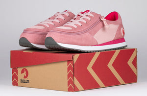 Pink/Pink BILLY Joggers on box; ideal shoes for diabetes, plantar fasciitis, bunions, wide feet, and orthotics. Stylish and comfy.