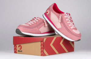Pink BILLY Joggers on shoe box, ideal shoes for diabetes, plantar fasciitis, bunions, wide feet, extra wide feet, orthotics, wheelchair use.