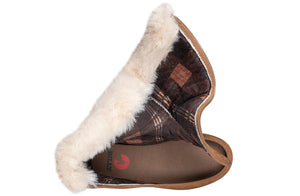 Interior view of Kids Chestnut BILLY Cozy Boots showcasing the soft flannel lining, tailored for comfort and style, ideal for wide and extra wide feet.
