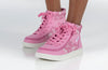 Pink Tie Dye BILLY Street High Tops, ideal shoes for diabetes, plantar fasciitis, wide feet, bunions, wheelchair use, and orthotics.